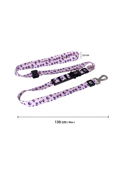 Patterned Recycled Hands Free Leash Pembe - Pudra