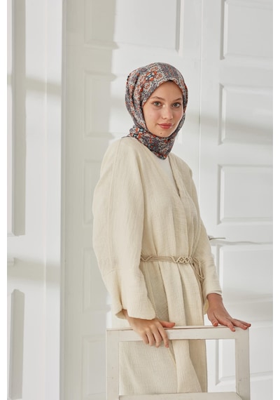Silk Home Soft Eşarp 73093-18 Gri, Turuncu, Ekru, Bebe Mavi