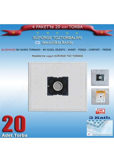 Bh 024m2 Tornado - Avant - Forza - Confort Friend Modellerine Uygun 20 Adet Toz Torbası 200120