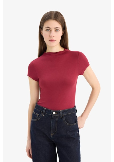 DeFacto Slim Fit Dar Kesim Yarım Balıkçı Yaka Kısa Kollu Tişört E5906AX25SPBR285