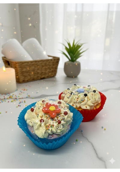 Cupcake Köpüren Banyo Topu, Nem Bombası, Jakuzi & Küvet Kullanımı İçin 110 Gr, 2'li Gül - Yasemin