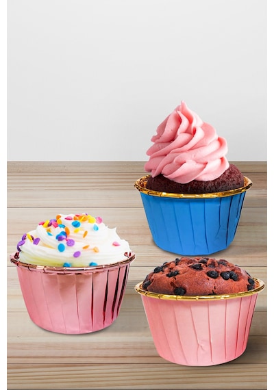 Dolphin Muffin Kek Kapsüslü Mavi-Altın 25'li