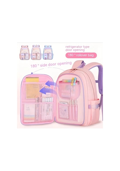 Relaxion 2175-1460 İthal Kore Tarzı Unisex Çocuk İlkokul Sırt Çantası Siyah