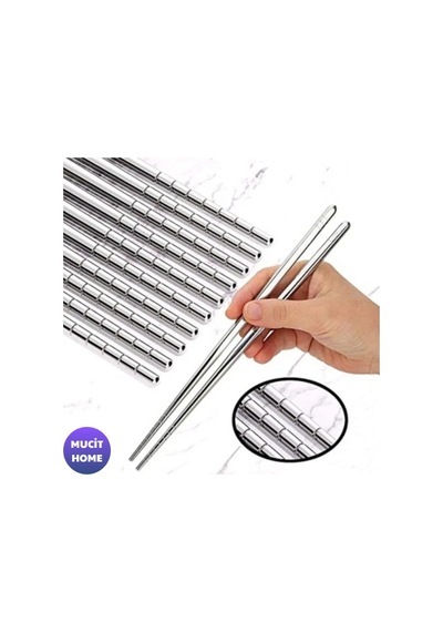 Mucit Home 5'li Paslanmaz Çelik Metal Chopstick çok renkli