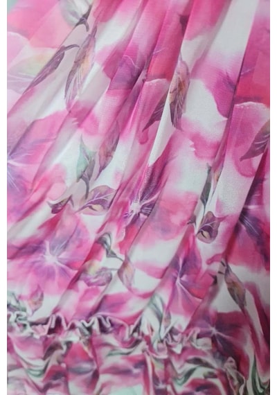 Riccotarz Kız Çocuk Yakası Ve Omuzları Fırfır Detaylı Çiçek İşlemeli Pliseli Pembe Elbise Pembe Riccotarz Kız Çocuk Yakası Ve Omuzları Fırfır Detaylı Çiçek İşlemeli Pliseli Pembe Elbise Pembe