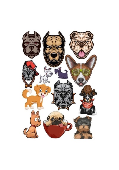 Köpekler Sticker Set-6 13 Parça Telefon, Tablet, Defter, Laptop Sticker