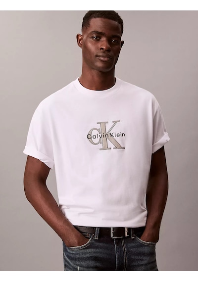 Calvin Klein Erkek T Shirt Lv04re815g Yaf Beyaz Beyaz