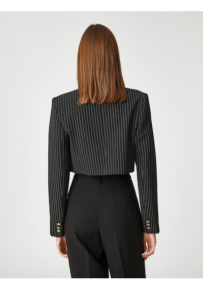Koton Crop Blazer Ceket Düğme Detaylı Lacivert