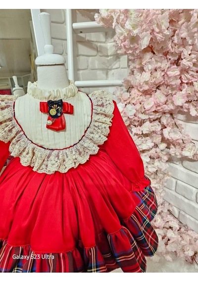 H L Y Karol Tasarım Kırmızı Kareli Kız Bebek Elbisesi,doğum Günü Elbise,fotoğraf Çekim Elbise,0-12 Yaş Uygun Kırmızı
