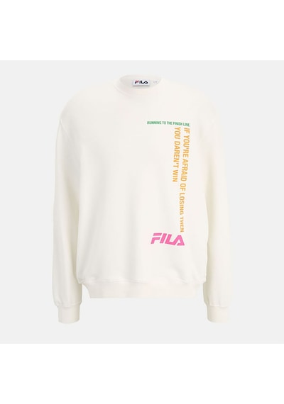 Beyaz Fila Erkek Bisiklet Yaka Sweatshirt Transfer Detail Su411114 BEYAZ