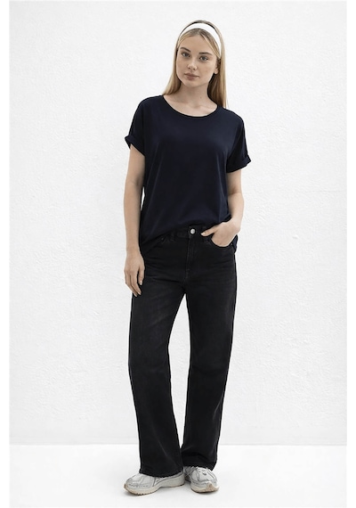 Fashion Friends Bisiklet Yaka Lacivert Kadın Bluz 26y0194k1