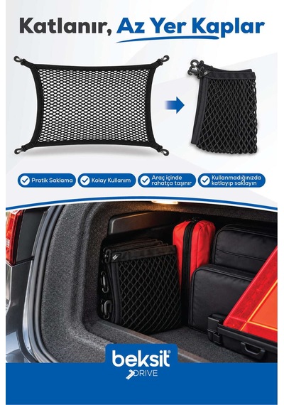 Drıve- Renault, Peugeot, Citroen Model Özel Renkli Tasarım Bagaj Sabitleme Filesi 40x60 Cm Fransa