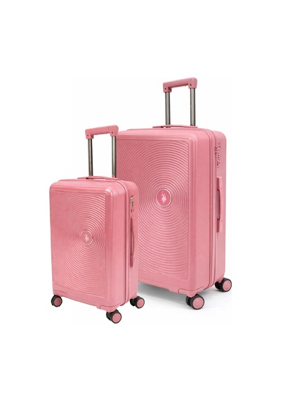 U.S. Polo Assn. Büyük Ve Kabin Boy 2'li Valiz Seti %100 Polipropilen Valiz Pembe 26040 Pembe