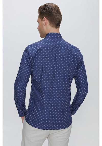Efor G 1518 Slim Fit Lacivert Spor Gömlek Lacivert