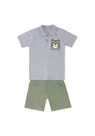 Kaplan Erkek Çocuk Yazlık Polo Yaka T-shirt Gabardin Şort Takım