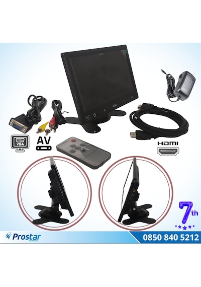 Güvenlik Kamera Monitörü 7" Ekran Hdmi Vga Av girişli LCD Ekran