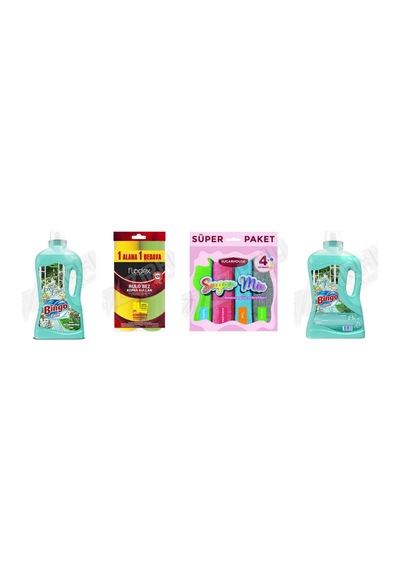 Bingo Yüzey Tem. Fresh 2.5 Lt + Flodex Rulo Kopar Bez + Temzilik Bezi 4'lü + Yüzey Tem. Fresh 2.5 Lt 4'lü Set Diğer