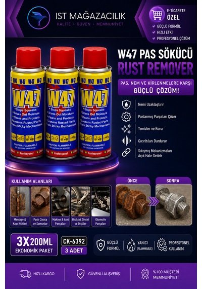 W47 Pas Sökücü Ve Yağlayıcı 200 Ml 3 Lü 600 Ml