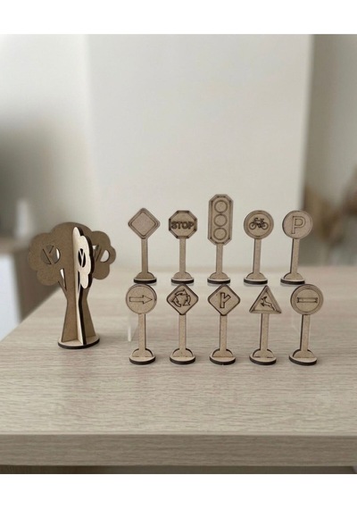 Montessori Ahşap Mdf Yol Ve Trafik Puzzle Eğitici Oyuncak