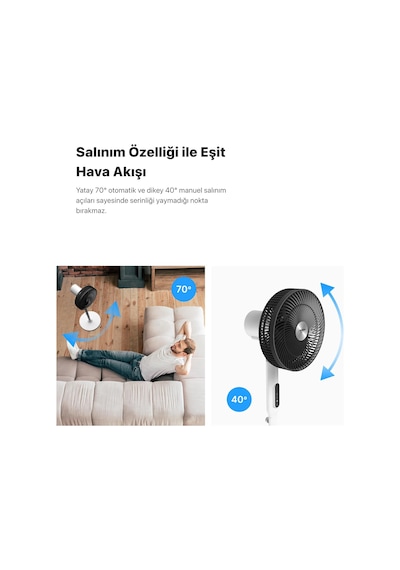 Akıllı Vantilatör Wi-fi Bluetooth Mobil Uygulama İle Uzaktan Kontrol Edilebilen Max. 60 Db Ultr