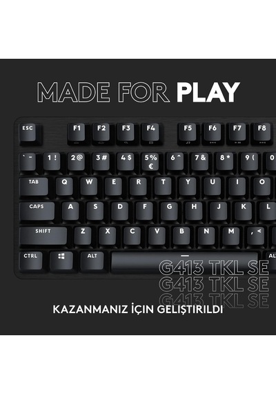 G413 Se Tkl Kablolu Oyuncu Klavyesi, Dokunsal Mekanik Anahtarlar, Arkadan Aydınlatmalı, Windows, Macos İle Uyumlu, Siyah