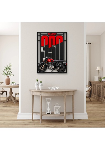Klasik Kırmızı Motosiklet - Metal Tablo - Dec0314 58 X 80 Cm Çok Renkli