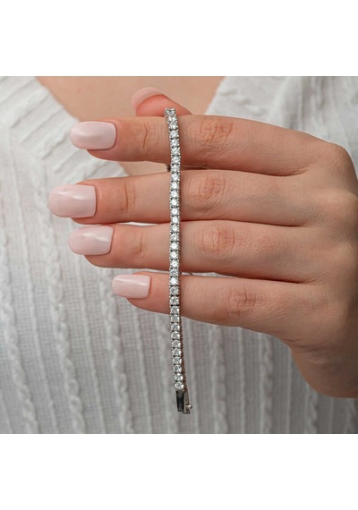 Gümüş 3.5 Mm Beyaz Taşlı Su Yolu Kadın Bileklik Sl8716 23004191