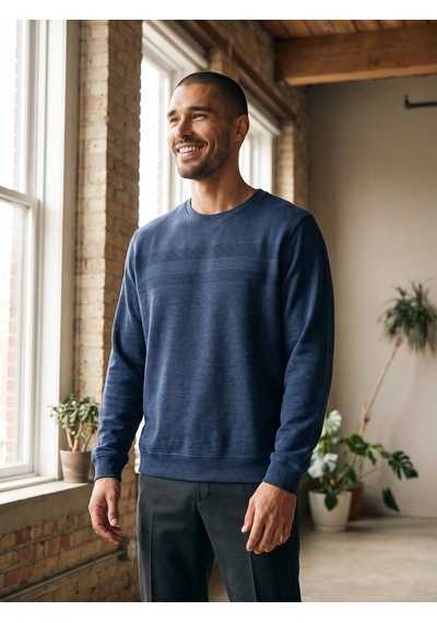 Maccali Erkek Mavi Büyük Beden Pamuklu Kışlık Desenli Sweatshirt