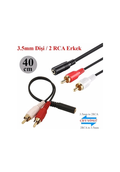 3.5mm Stereo Dişi 2 X Rca Erkek M Ses Kablosu