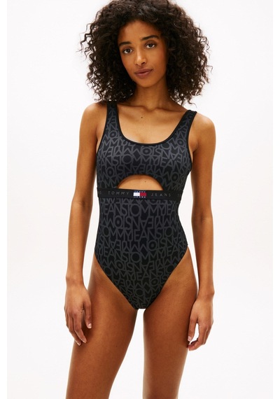 Tommy Hilfiger Kadın Cut Out Op Print Siyah Mayo-16267