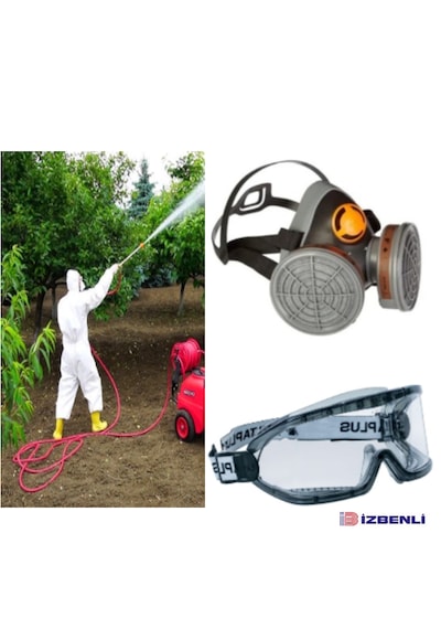 Delta Plus M6400 A2 Tarım İlaçlama İçin Yarım Yüz Gaz Maskesi Filtre İle Beraber + Goggle Gözlük