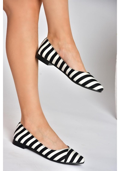 Fox Shoes Siyah/beyaz Kadın Babet F726803204 Siyah