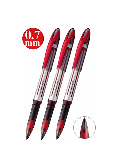 Kırmızı Pilot Kalem 3 Adet Uniball Air 0.7 Mm Roller Pilot Kalem Uba-188-l Broad Roller Uçlu Likit Mürekkepli Kalem