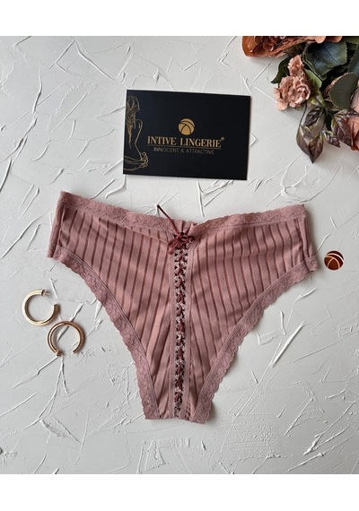 Lola Transparan Arkası Bağlama Detaylı Pamuklu Fantezi/günlük Kul Vizon