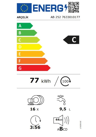 Arçelik AB 252 Tam Ankastre Bulaşık Makinesi