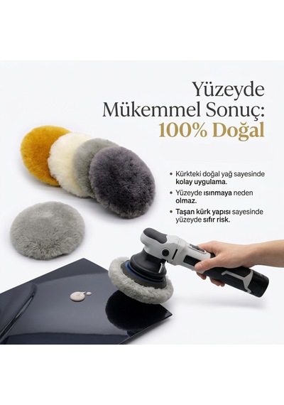 Performans Seri %100 Doğal Kuzu Postu Polisaj Keçesi 115 Mm Sarı