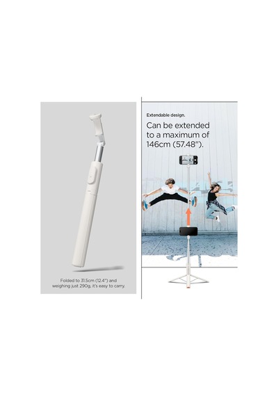 Kablosuz Bluetooth Selfie Çubuğu Uzaktan Kumandalı Tripod / 1.4 Metre Kolay Taşınabilir S541w Bej - Amp09337