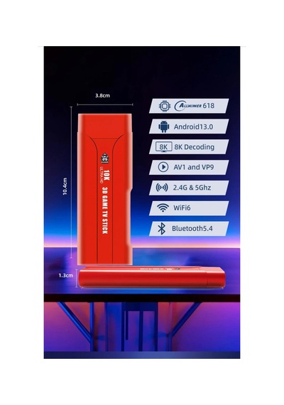 10k Ultra Hd Tv Game Stick - Android Tv 64gb 20.000 Oyunlu Çift Kablosuz Konsol Wifi6, 5g