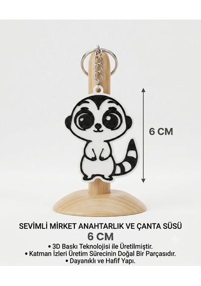 Sevimli Mirket Anahtarlık & Çanta Süsü Beyaz - Siyah