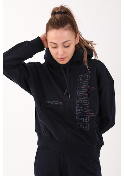 Maraton Sportswear Comfort Kadın Kapşonlu Uzun Kol Basic Lacivert Sweatshirt 21474-lacivert Lacivert