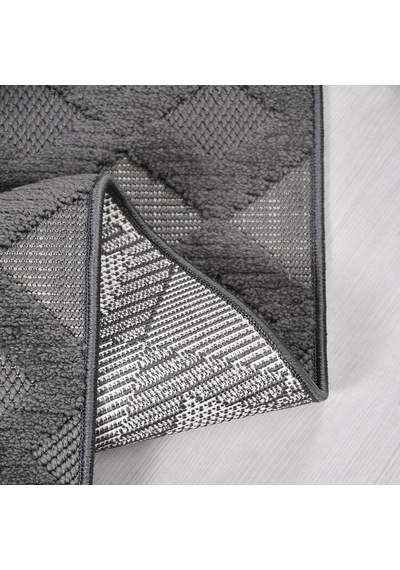 Bespoky Peri Pl02k Geometrik Modern Salon Halısı Makine Dokuma Gri - Antrasit Gri