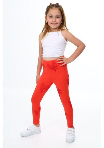 Toontoy Kids Toontoy Kız Çocuk Baskılı Tayt Nar Çiçeği