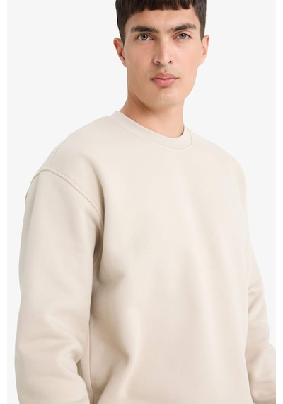 Defacto Relax Fit Bisiklet Yaka Kalın Basic Düz Sweatshirt T5139az25aubg735 Bej