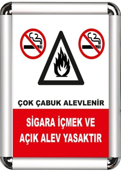 Sigara Ve Acık Alev Yasaktır A3 Cerceveli Uyarı Ve Yönlendirme Le
