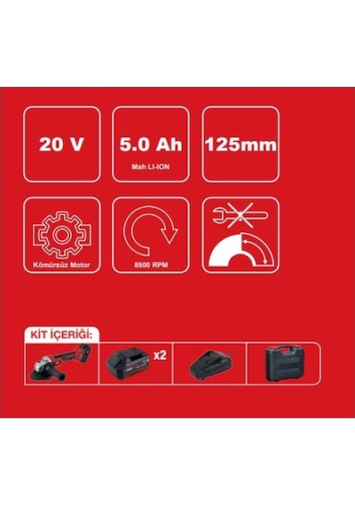 Attlas Pro ATBL 18 AG-502C 20v 5.0 Ah Kömürsüz Akülü Taşlama - A0104068