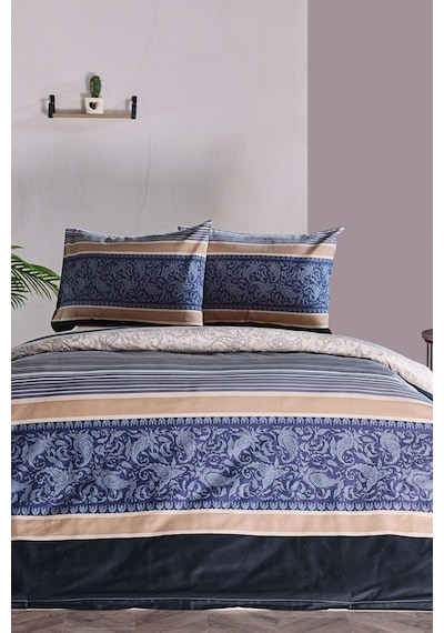 Doqu Home Saten Nevresim Takımı Clair Çift Kişilik - Bej Çok Renkli