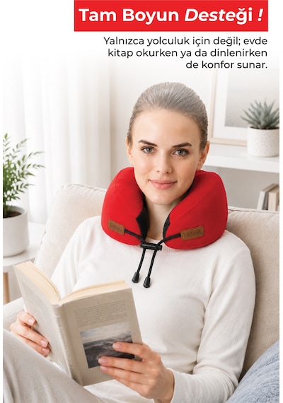 Viscofoam Cosy Ortopedik Seyahat Yastığı Visco Boyun Destekli Seyahat Yastığı - Kırmızı | Ergo Travel