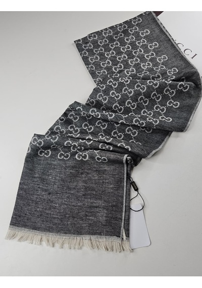Miorel Scarfs İnce Kumaş G Desen Pamuklu Şal Yün İpek Şal 4 Mevsim Çift Taraflı Gri