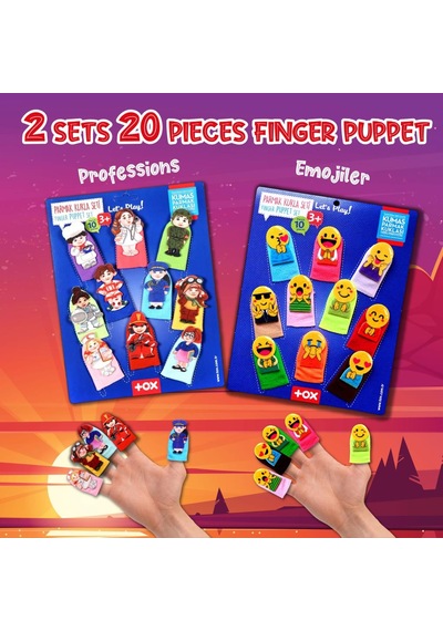 2 Set 20 Parça Tox Emojiler ve Meslekler Parmak Kukla T106 T762