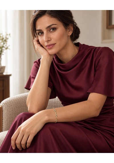 Dora's Shine Aura Taşlı Oval Halkalı Altın Renk İnce Paslanmaz Çelik Kadın Bileklik Renkli